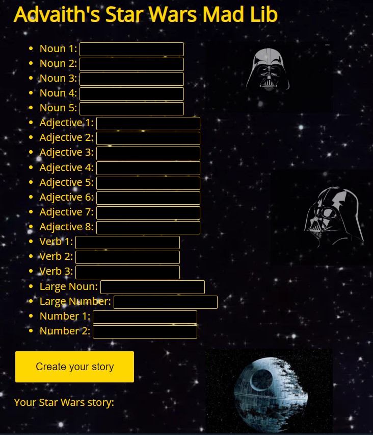Starwars mad-lib